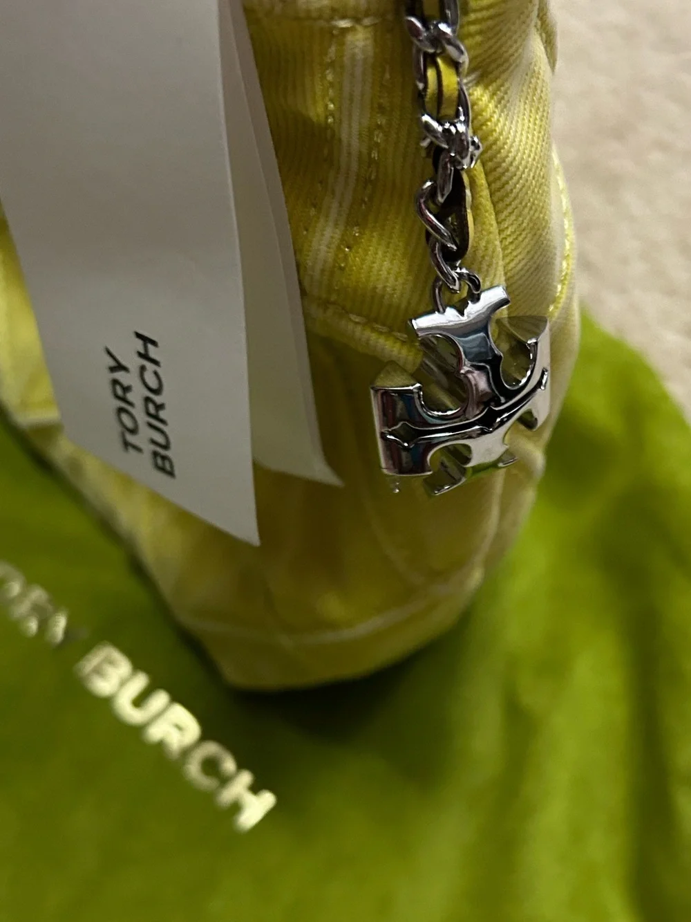 NWT TORY BURCH mini Fleming denim soft hobo bag.